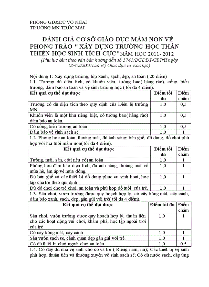 image for page Thang điểm đánh giá trường học thân thiện