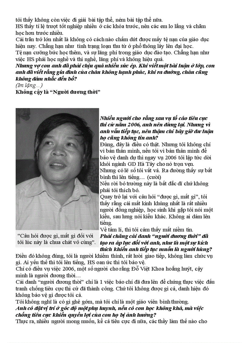 image for page Thầy đỗ việt khoa anh hùng chống tiêu cực trong ngành giáo dục có nguy cơ nghỉ việc