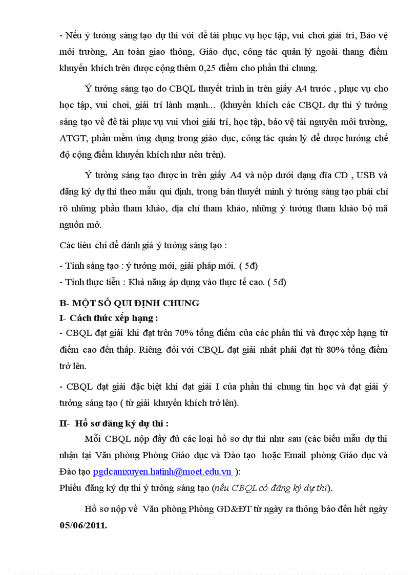 image for page Thể lệ hội thi tin học dàh cho CBQL