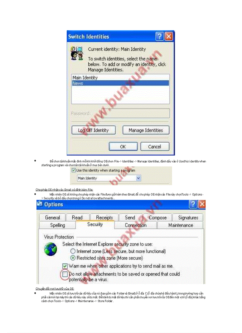 image for page Thiết lập các chức năng trong Outlook Express