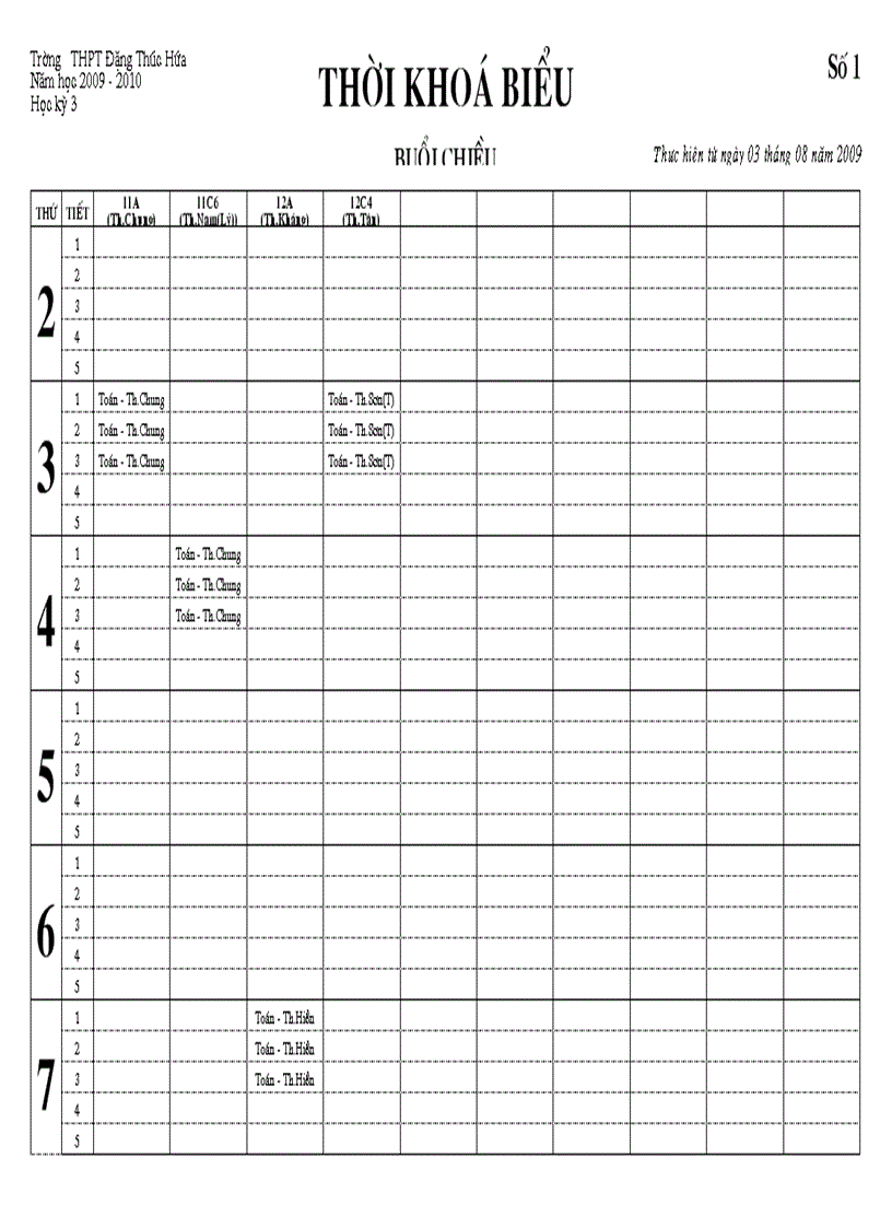 image for page Thoèi khóa biểu học thêm hè dành cho HS 2009