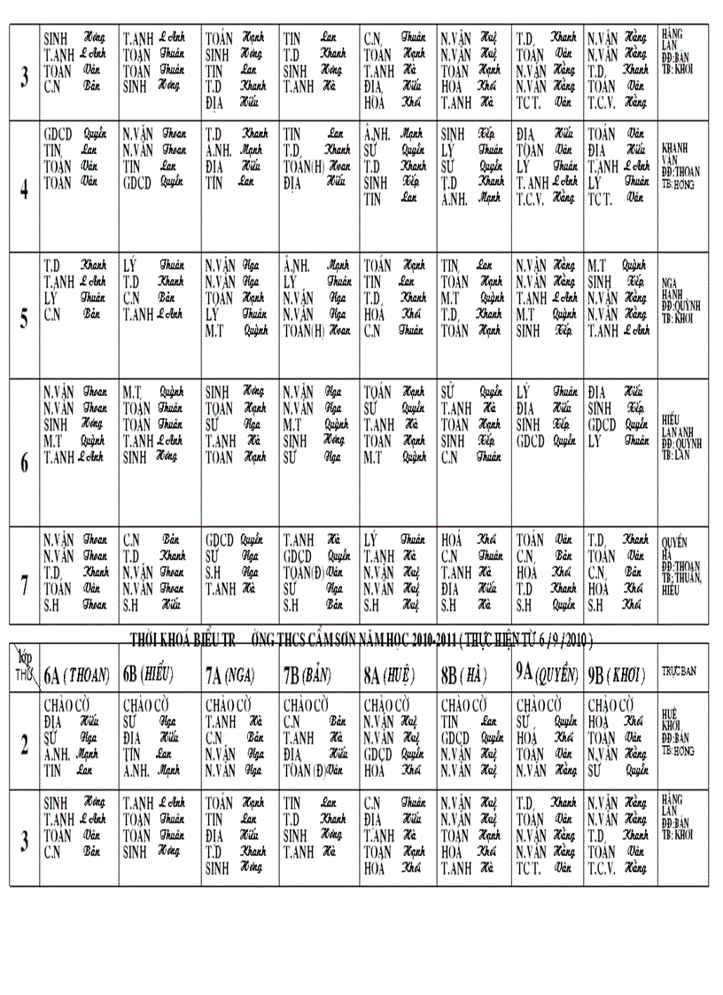 image for page Thời khóa biểu năm học 2010 2011 1