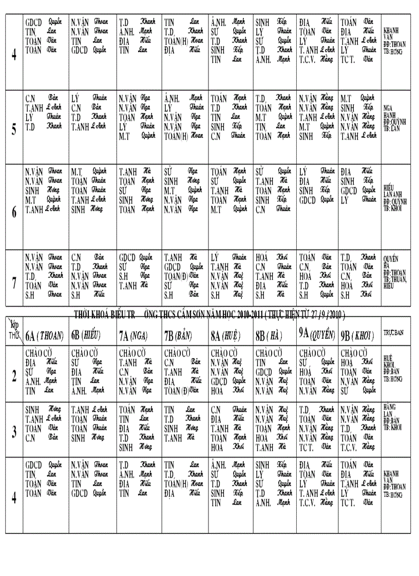image for page Thời khóa biểu năm học 2010 2011 1