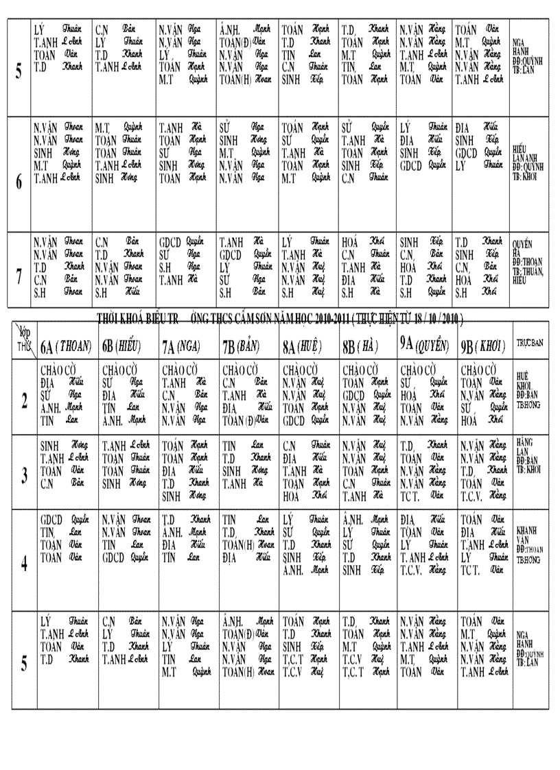 image for page Thời khóa biểu năm học 2010 2011 1