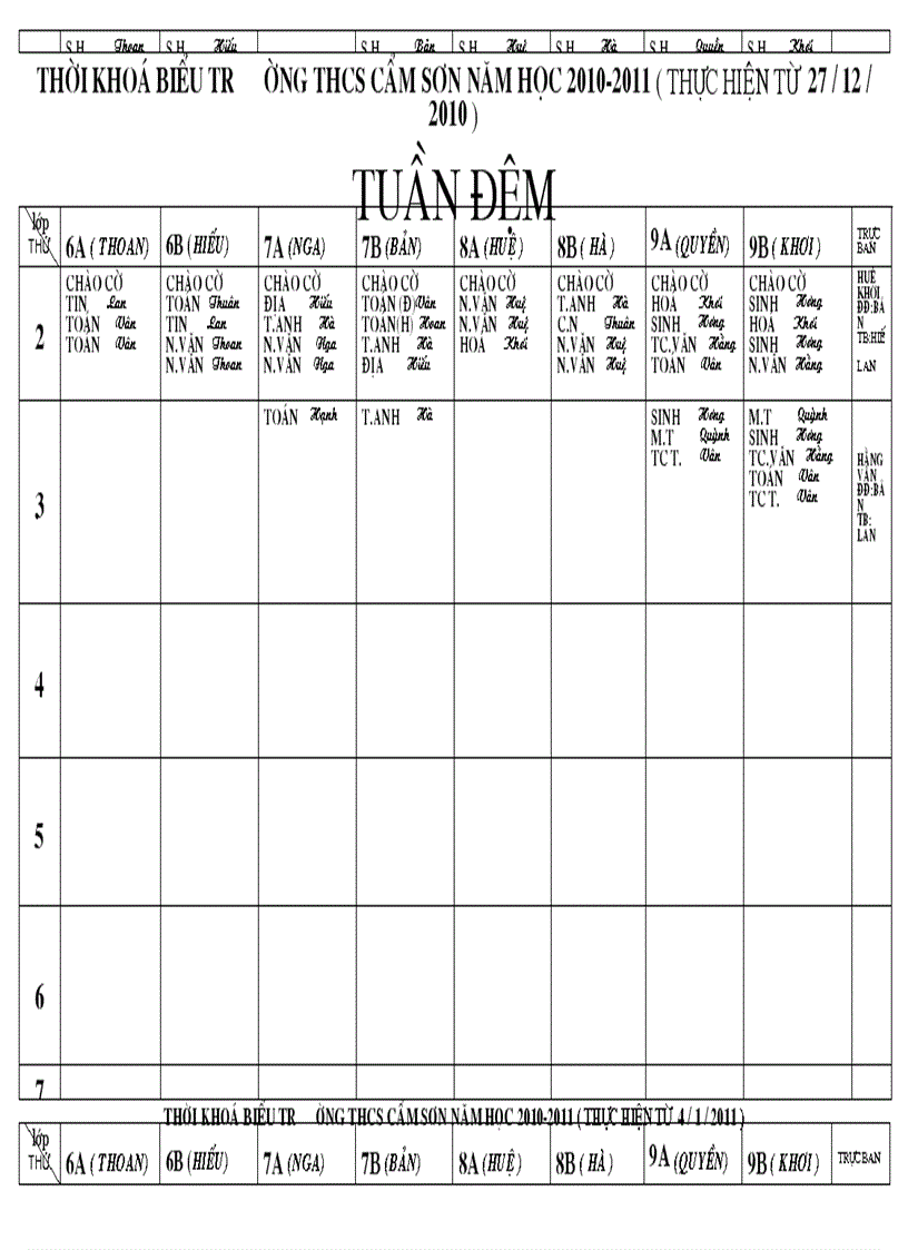 image for page Thời khóa biểu năm học 2010 2011 1
