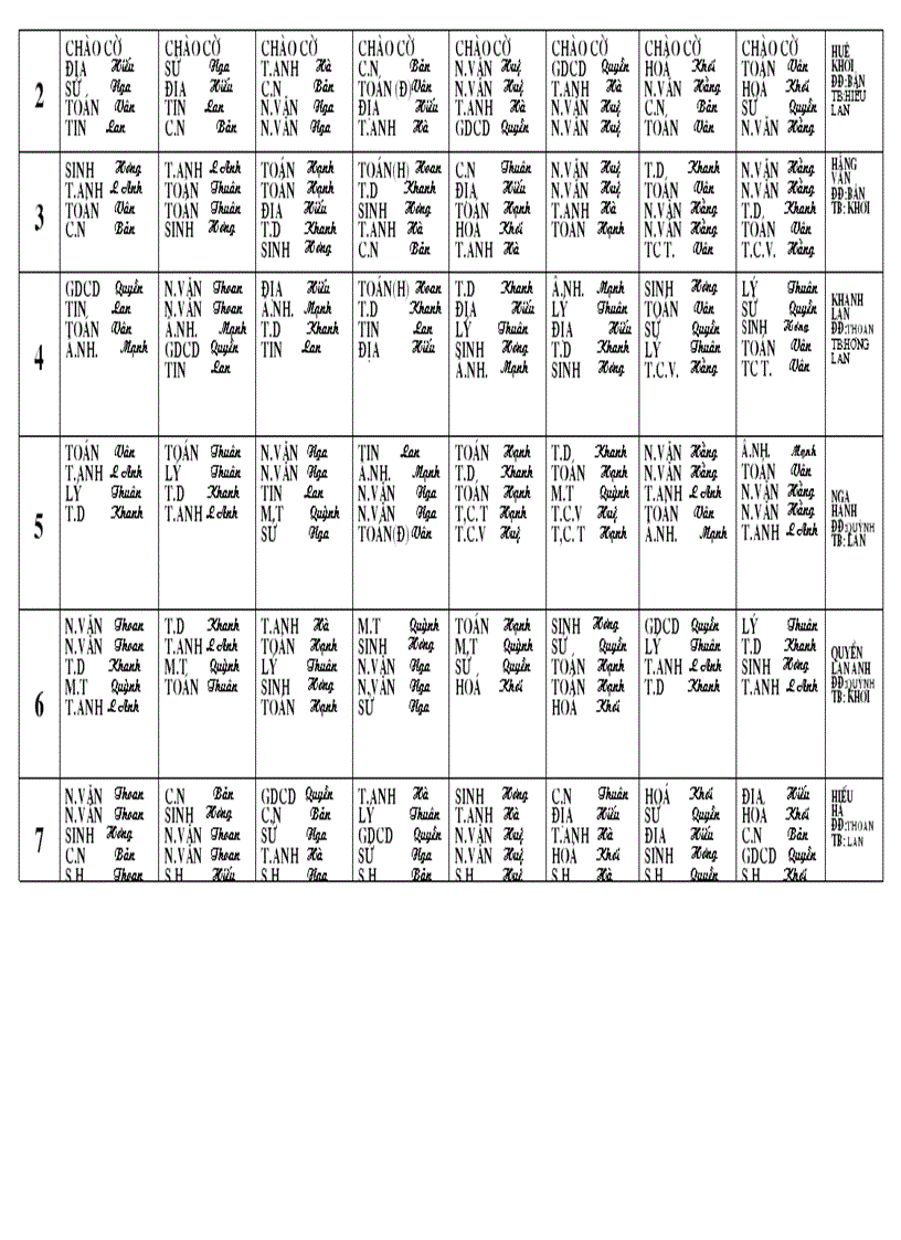 image for page Thời khóa biểu năm học 2010 2011 1