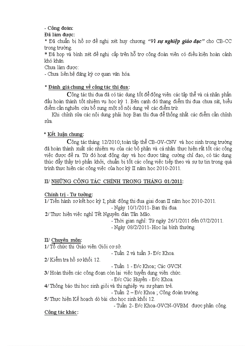 image for page Thông báo công tác tháng 01 2011