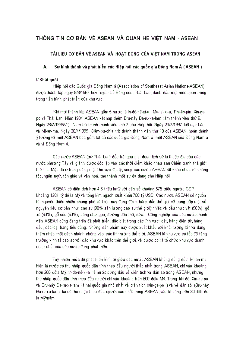 image for page Thông tin cơ bản về ASEAN