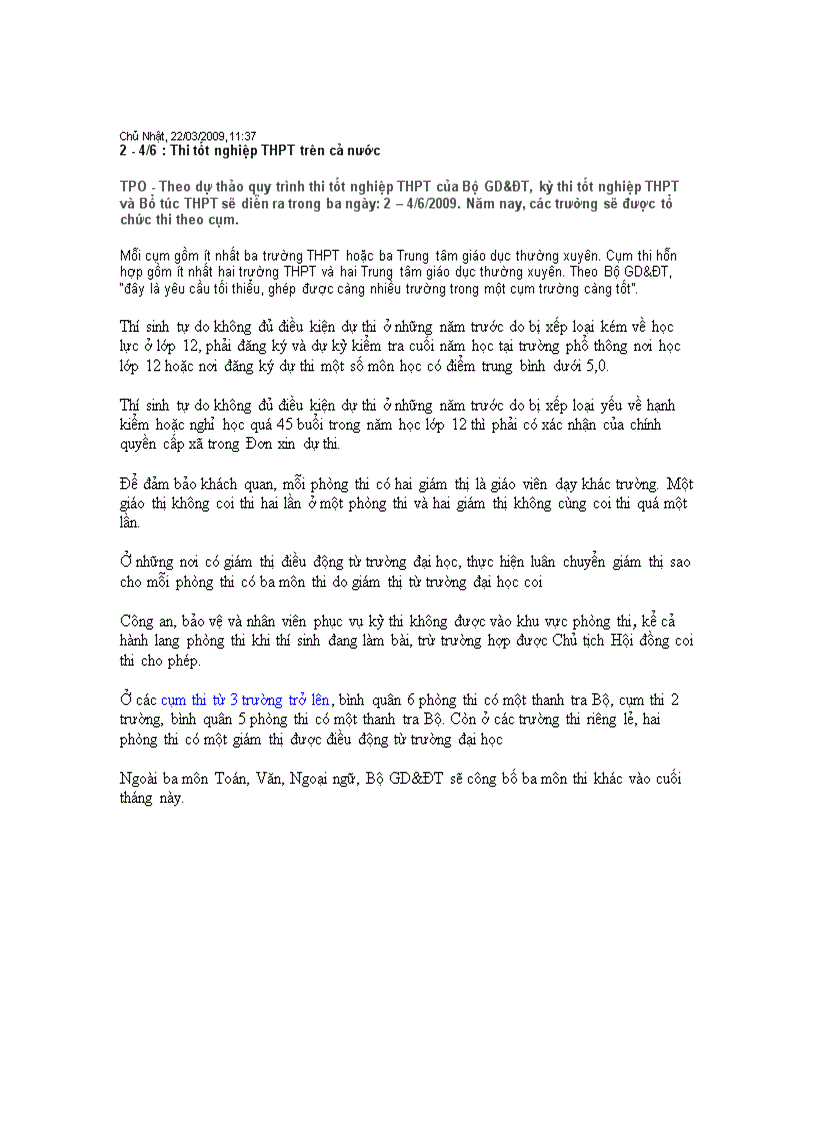 image for page Thông tin thêm về kỳ thi TN 2009
