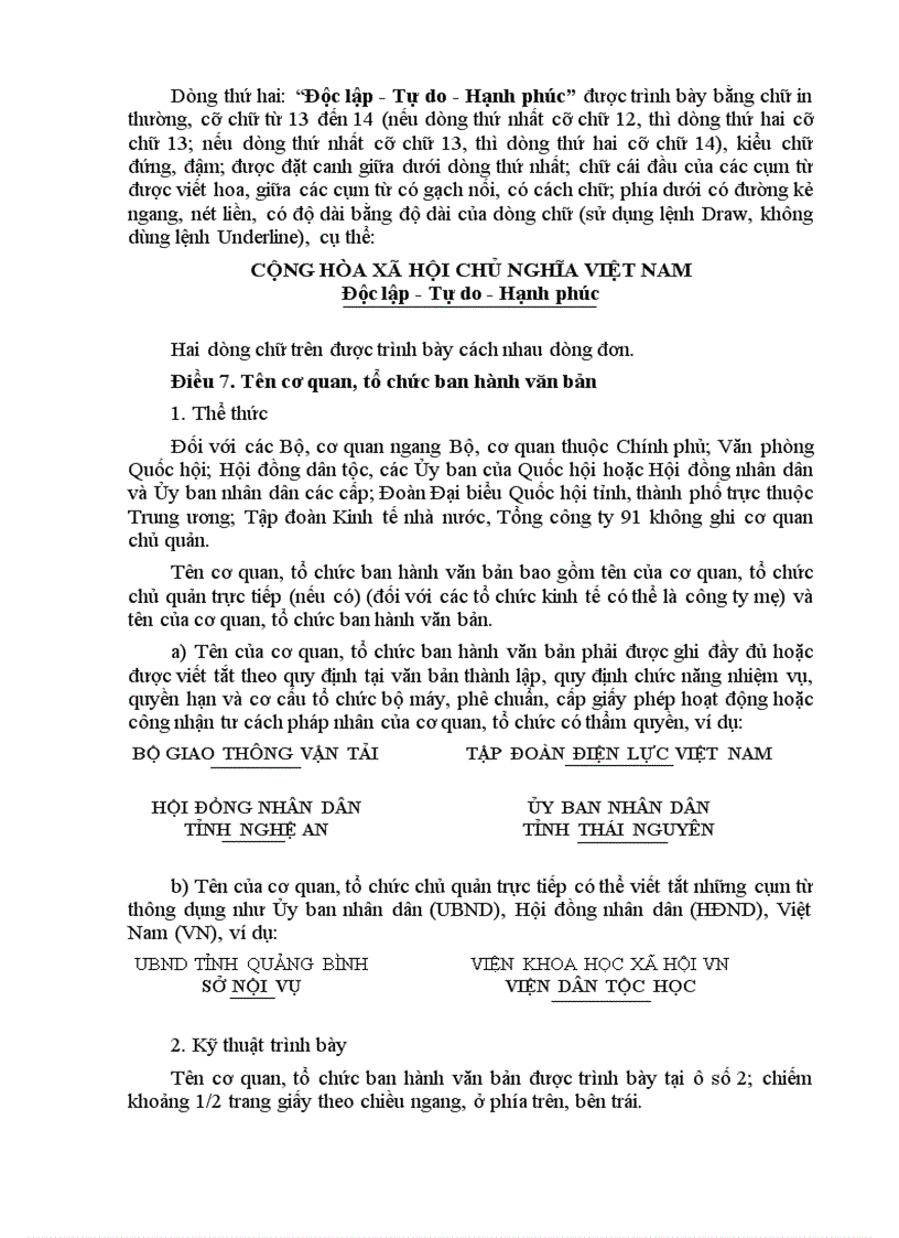 image for page Thông tư 01 Hướng dẫn kỹ thuật và thể thức trìnhbàyvăn bản hành chính