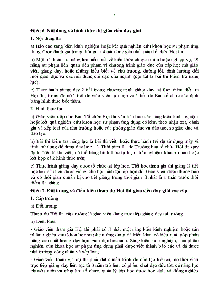 image for page THÔNG TƯ 21 Điều lệ hội thi giáo viên dạy giỏi