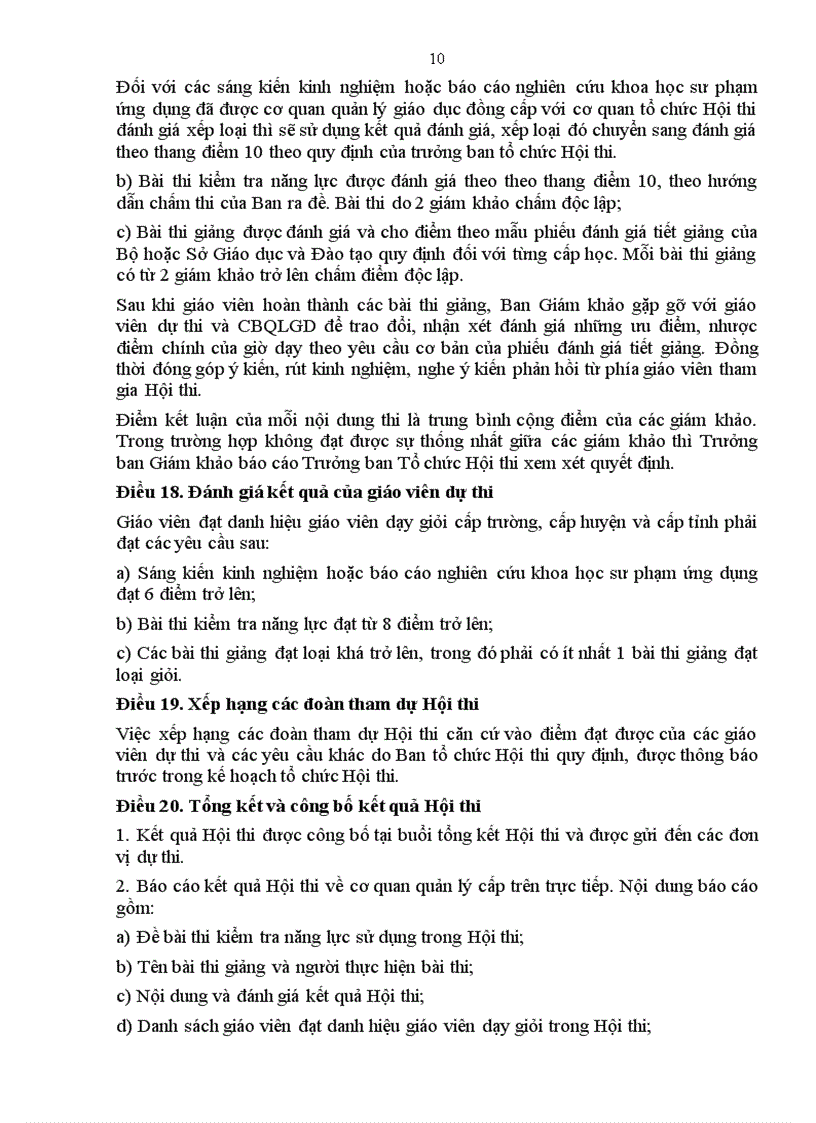 image for page THÔNG TƯ 21 Điều lệ hội thi giáo viên dạy giỏi