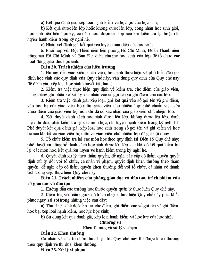 image for page Thông tư 40 về đánh giá xếp loại học sinh