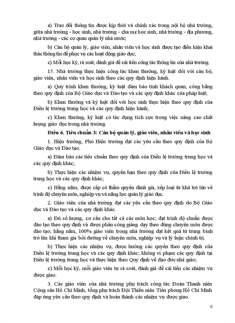 image for page Thông tư ban hành quy định về tiêu chuẩn đánh giá chất lượng giáo dục trường trung học cơ sở