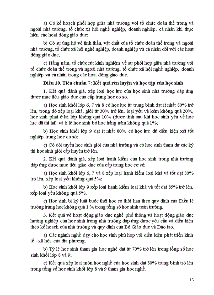 image for page Thông tư ban hành quy định về tiêu chuẩn đánh giá chất lượng giáo dục trường trung học cơ sở