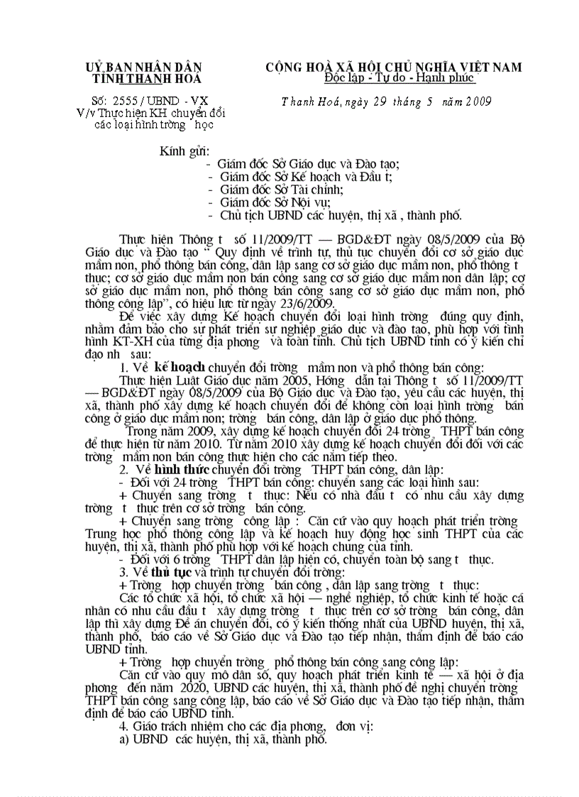 image for page Thông tư chuyển đổi hạng trường từ BC sang Công lập ở Thanh Hoá