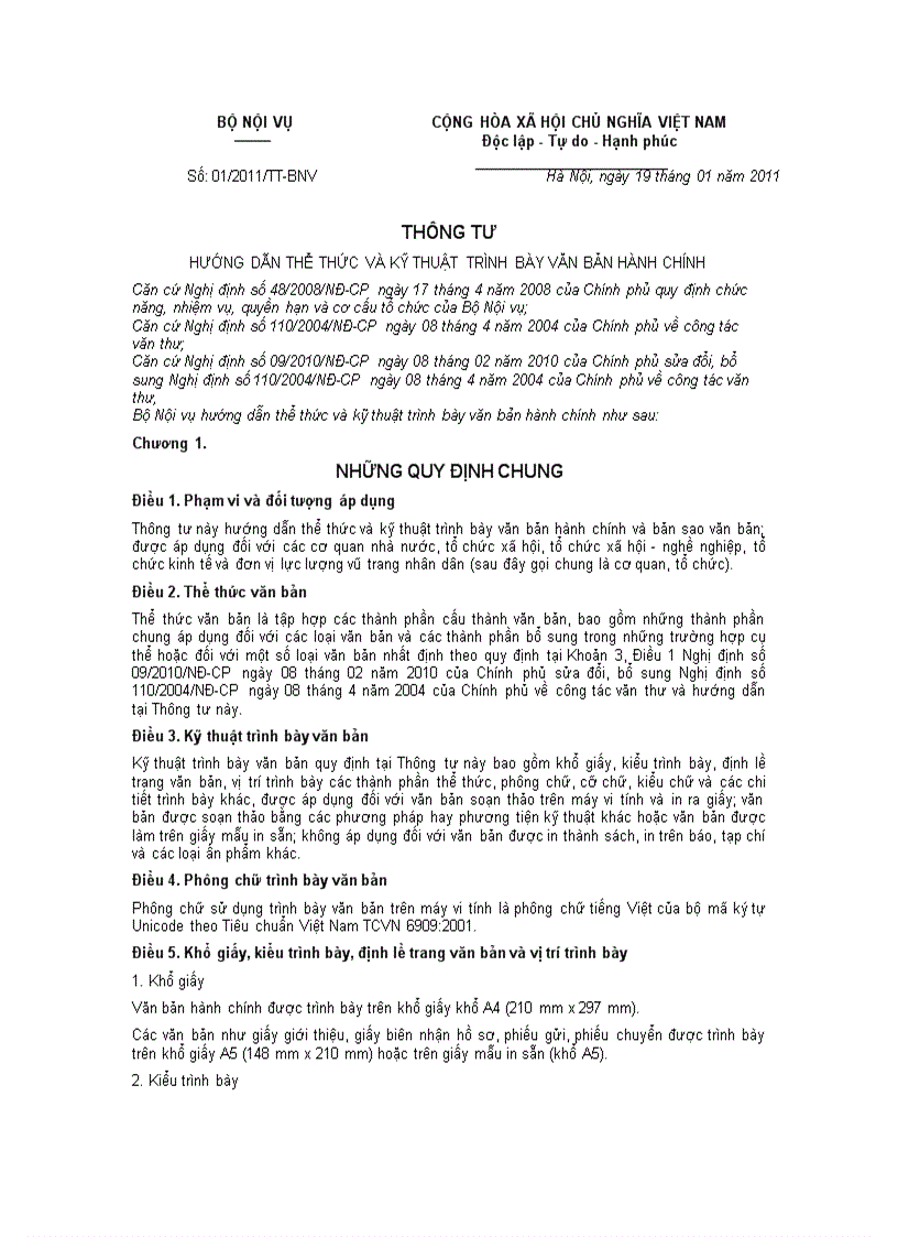 image for page Thong tu huong dan ve van ban hanh chinh