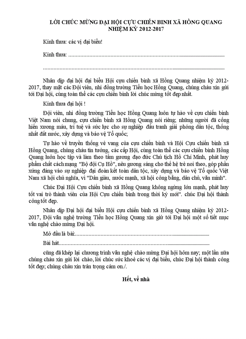 image for page Thư chúc mừng dai hoi cuu chien binh