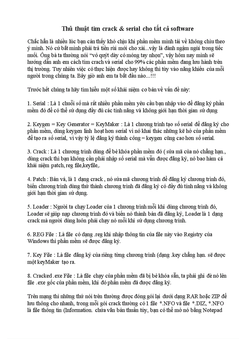 image for page Thủ thuật tìm Crak và seria cho tất cả phần mềm