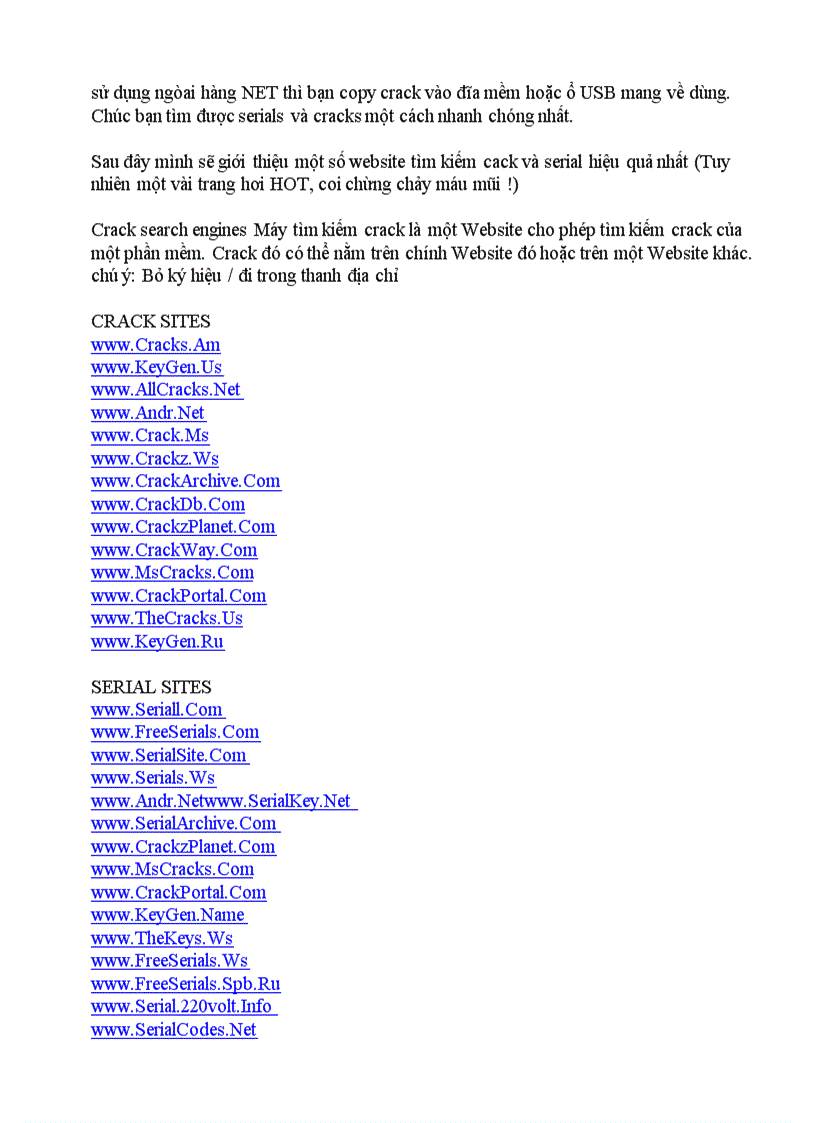 Thủ thuật tìm Crak và seria cho tất cả phần mềm