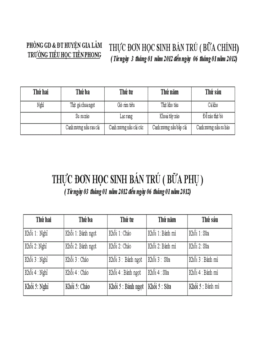 image for page Thực đơn bán trú năm học 2011 2012 luôn luôn cập nhật