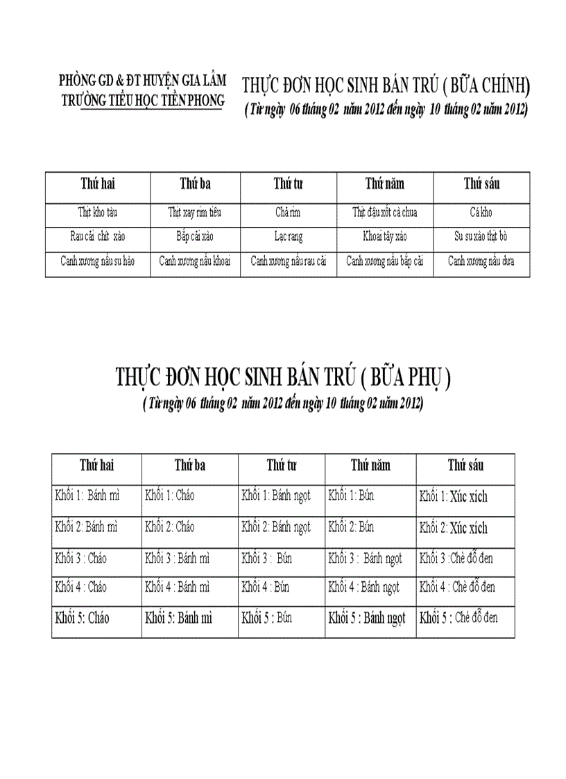 image for page Thực đơn bán trú năm học 2011 2012 luôn luôn cập nhật