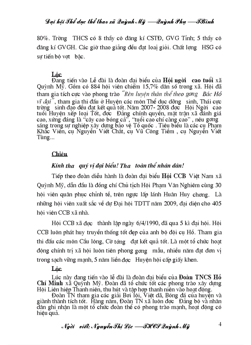 image for page Thuyết minh Lễ diễu hành Đại hội TDTT cấp xã rất tuyệt