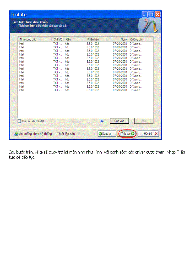 image for page Tích hợp Driver để cài win XP cho máy xách tay