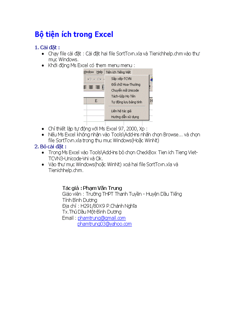 image for page Tiện ích trong Excel