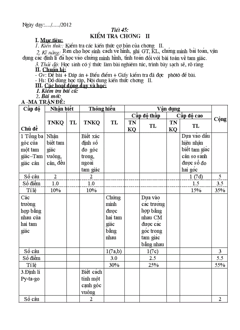 image for page Tiết 45 kiểm tra chương II Hinh hoc