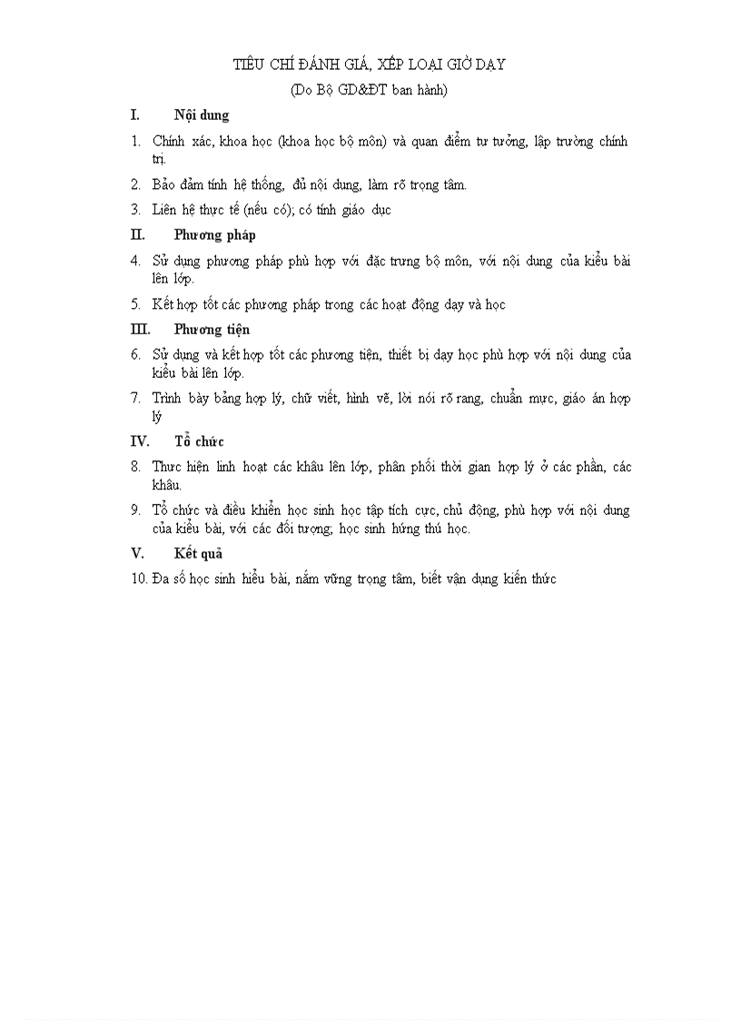 image for page Tiêu chí đánh giá xếp loại giờ dạy