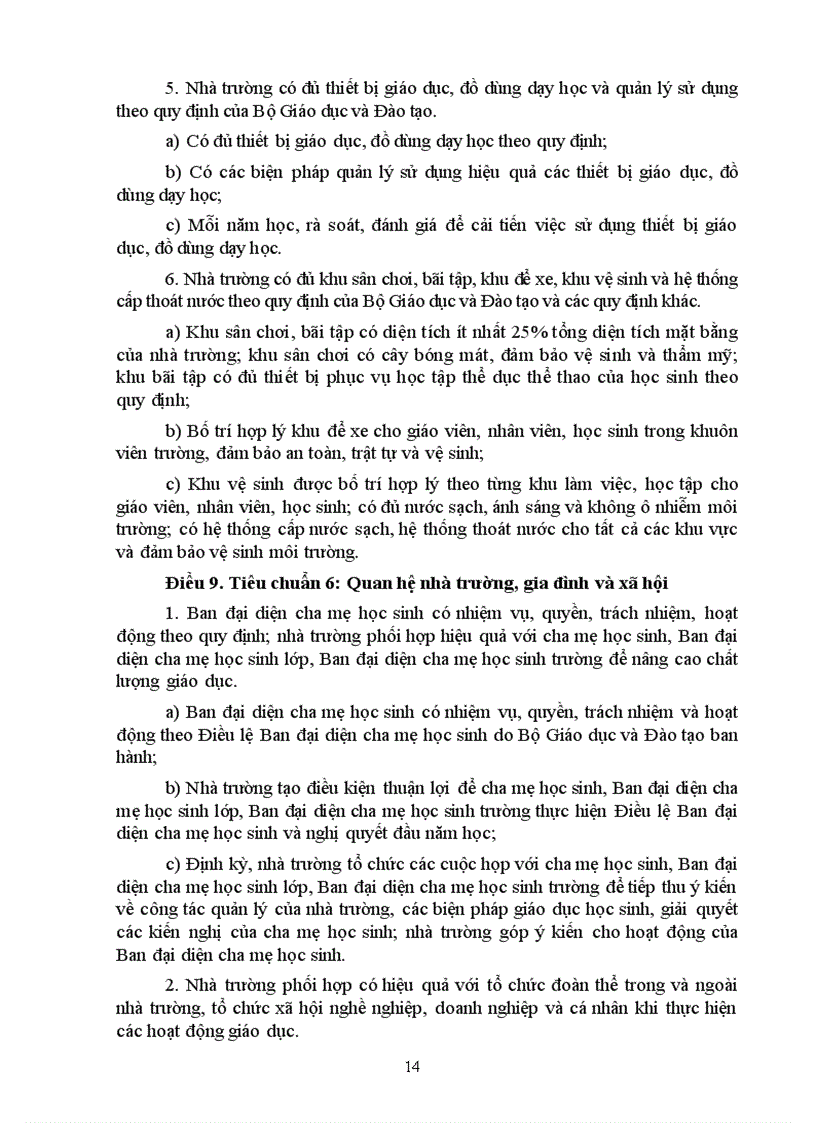 image for page Tiêu chuẩn chất lượng Trường THCS