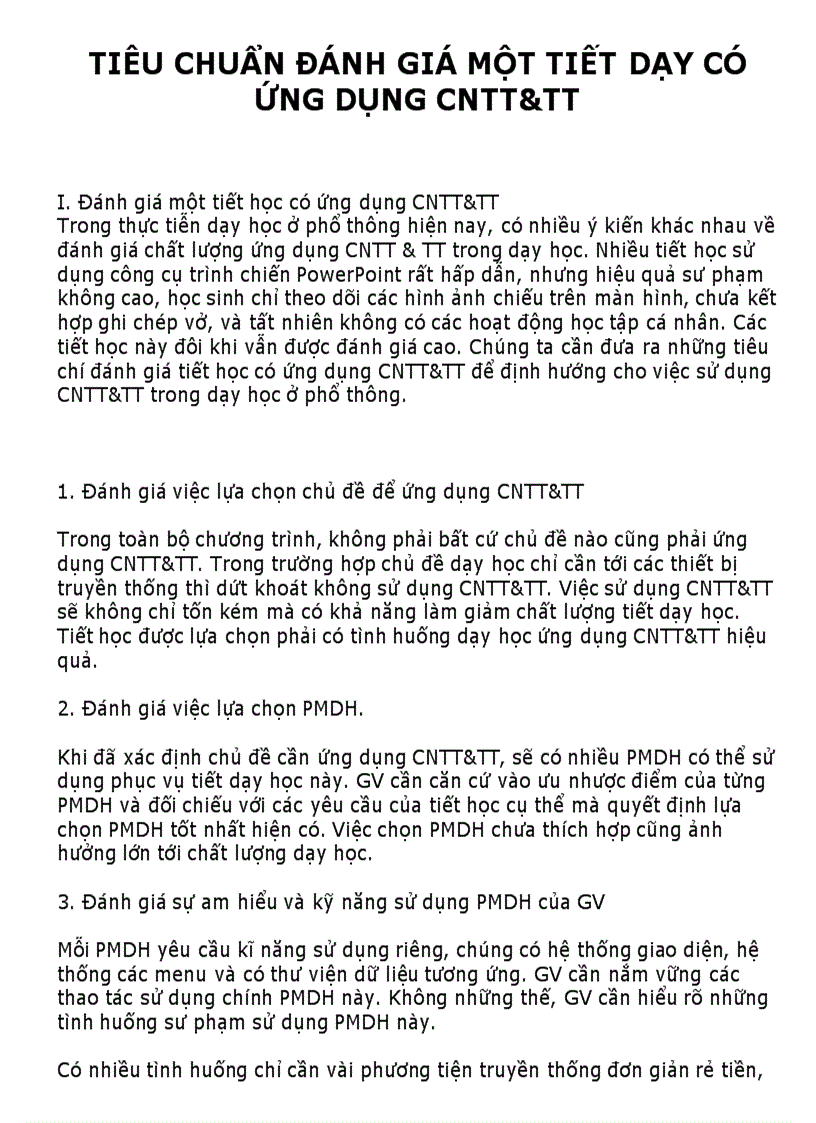 image for page Tiêu chuẩn đánh giá một tiết dạy có ứng dụng cntt