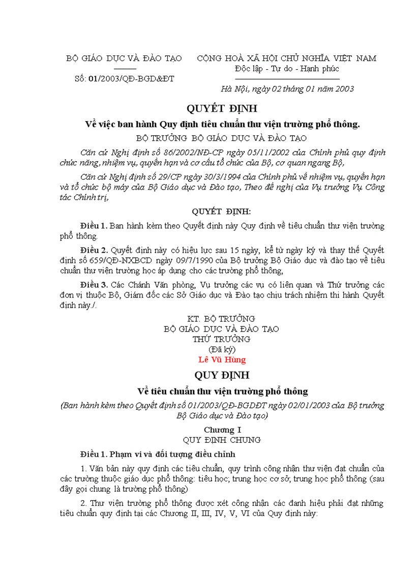 image for page Tiêu chuẩn thư viện trường PT