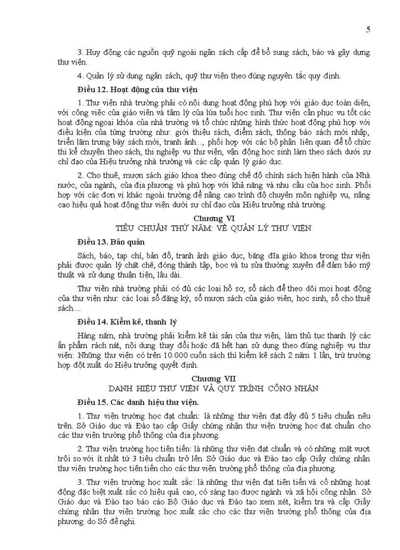 image for page Tiêu chuẩn thư viện trường PT