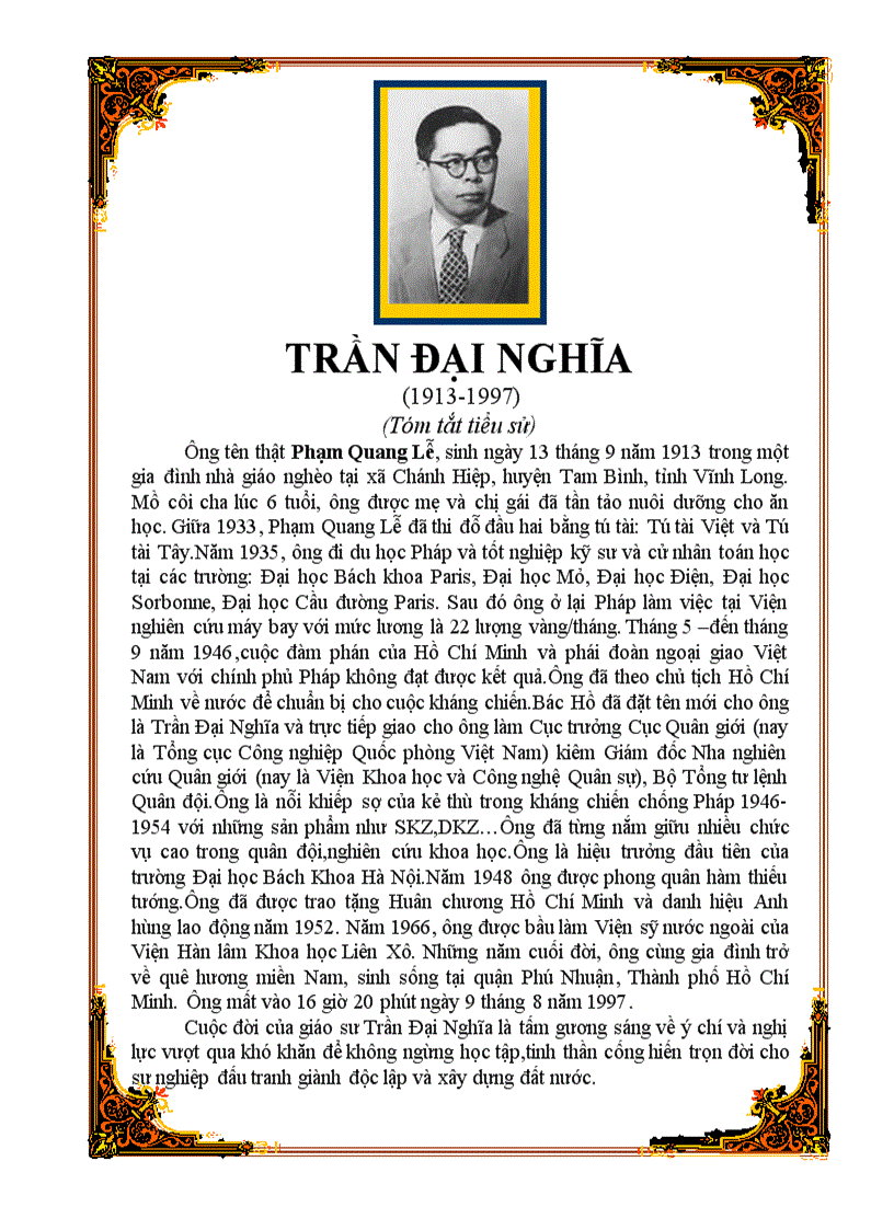 image for page Tiểu sử tóm tắt Trần Đại Nghĩa