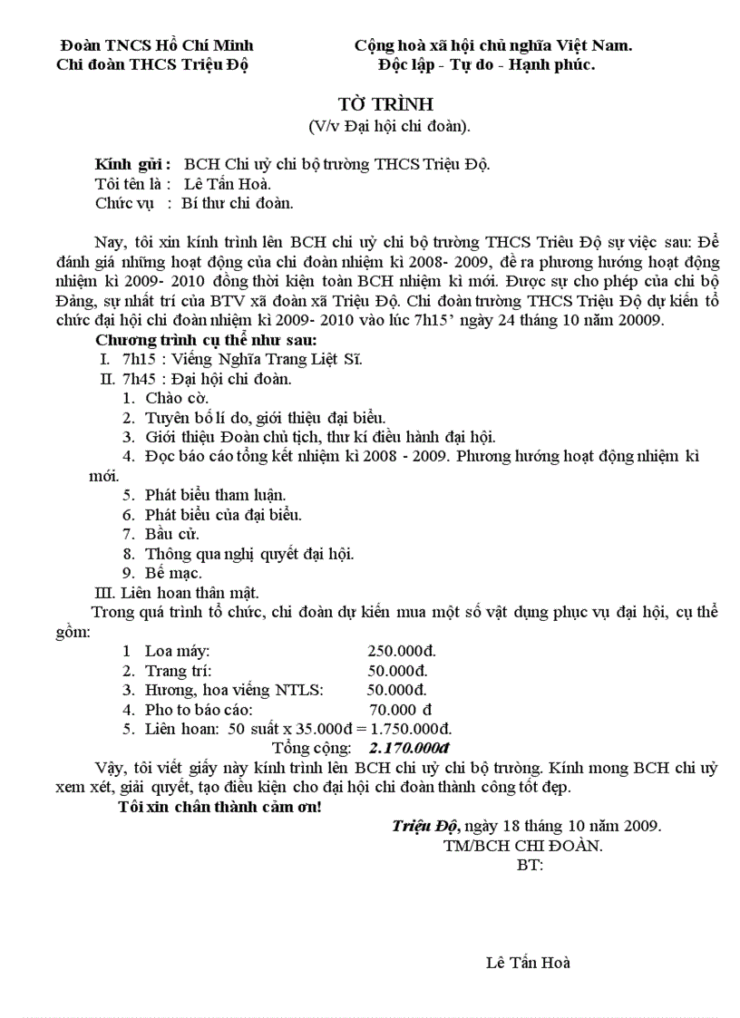 image for page To trinh dai hoi chi doan