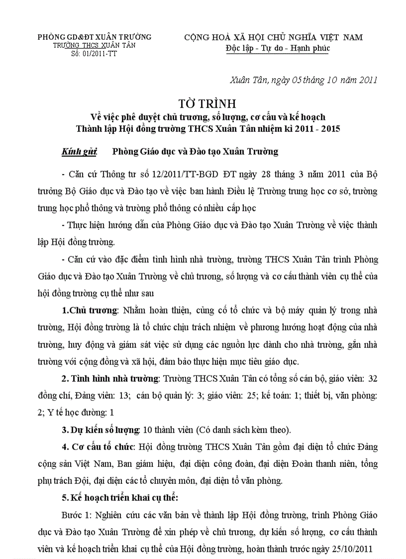 image for page Tờ trình thành lập HĐT