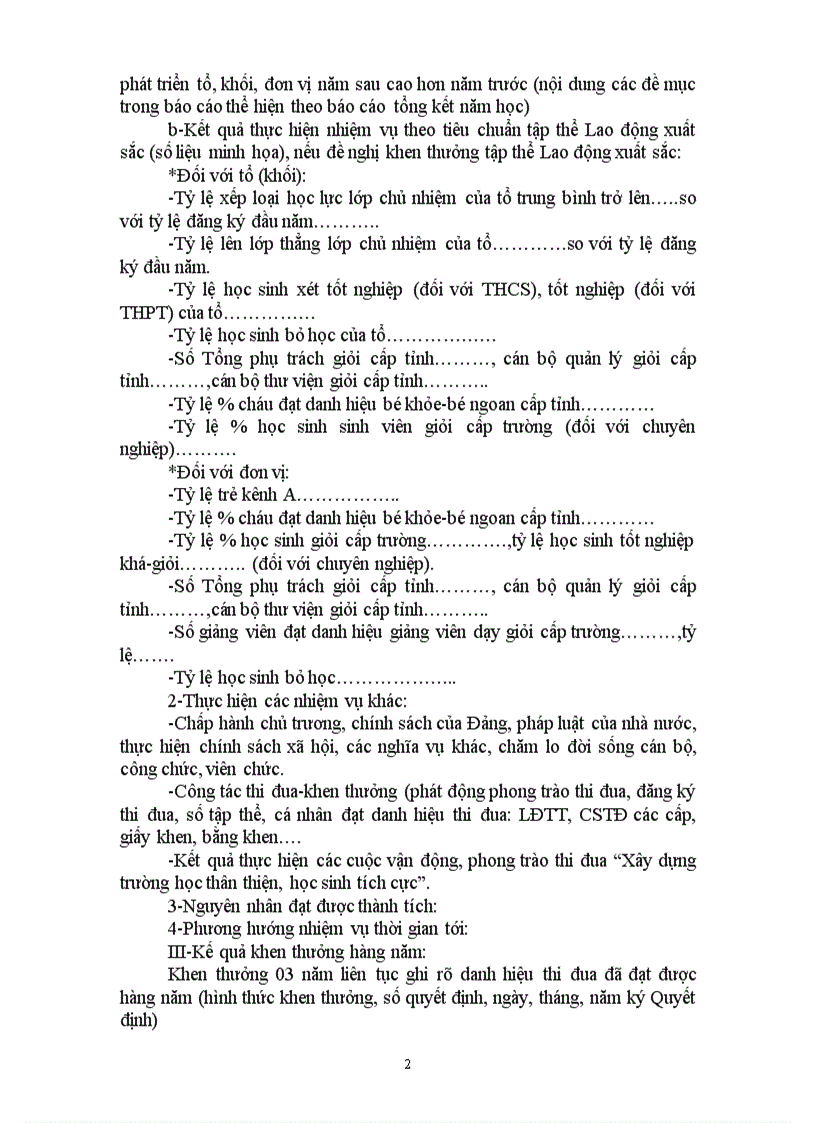 image for page Tóm tắt thành tích tập thể đề nghị khen thưởng