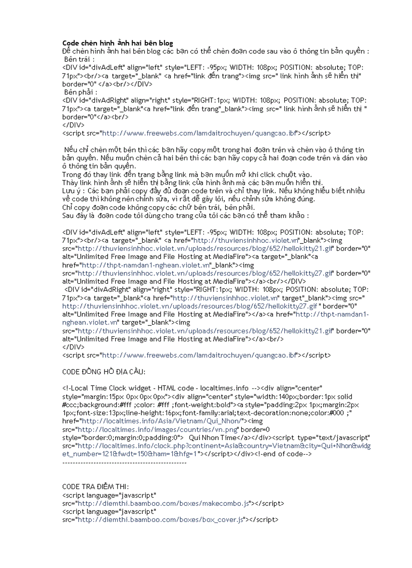 image for page Tổng hợp các loại Code trang trí cho website violet hay Blog