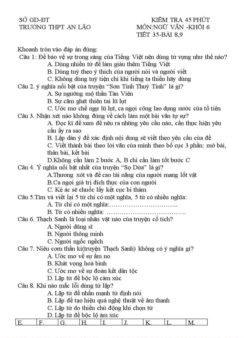 image for page Tổng hợp đề KT văn 6