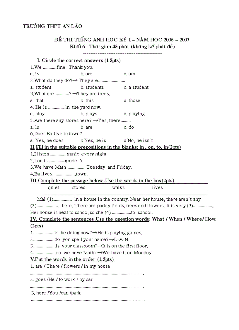 image for page Tổng hợp đề thi KI Tiếng Anh các lớp cấp II
