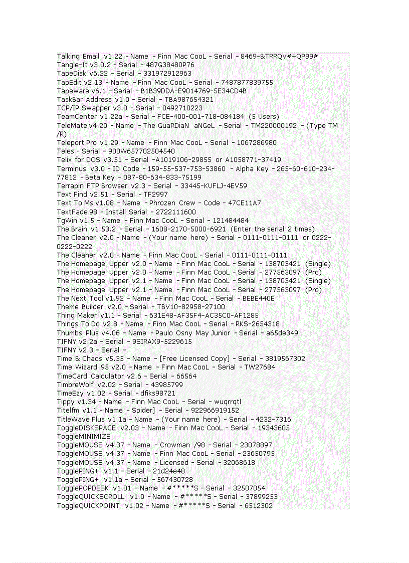 image for page Tổng hợp tất cả các CD key phần mềm hot