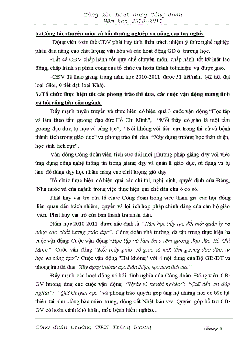image for page Tổng kết hoạt động công đoàn năm hoc 2010 2011