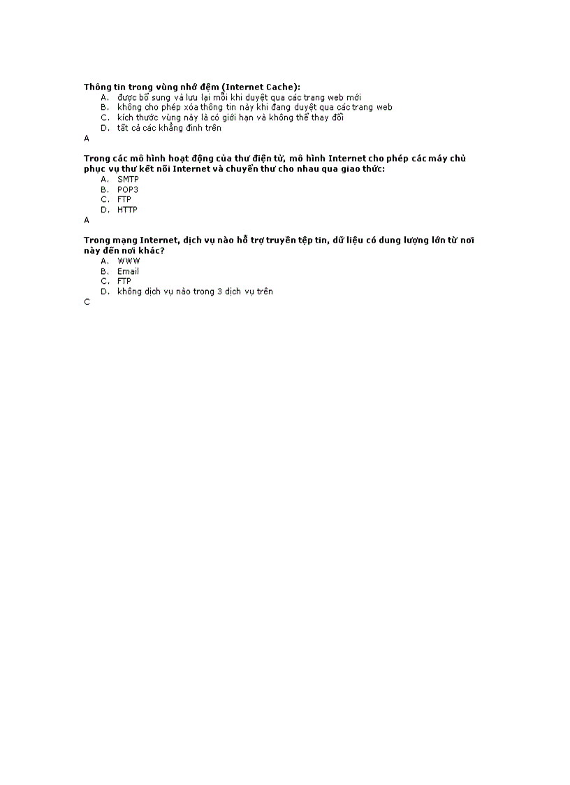 image for page Trắc nghiệm về mạng MT và Internet