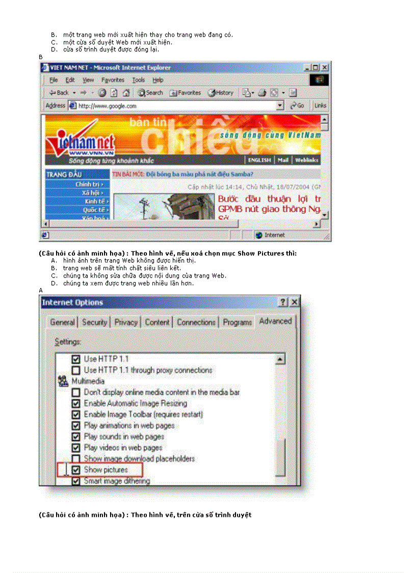 image for page Trắc nghiệm về trình duyệt web
