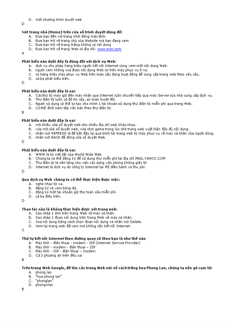 image for page Trắc nghiệm về trình duyệt web