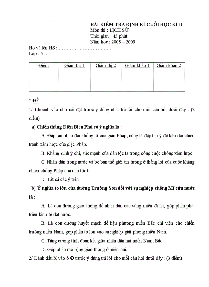 image for page Trọn gói đề thi HK II môn sử địa lớp 5