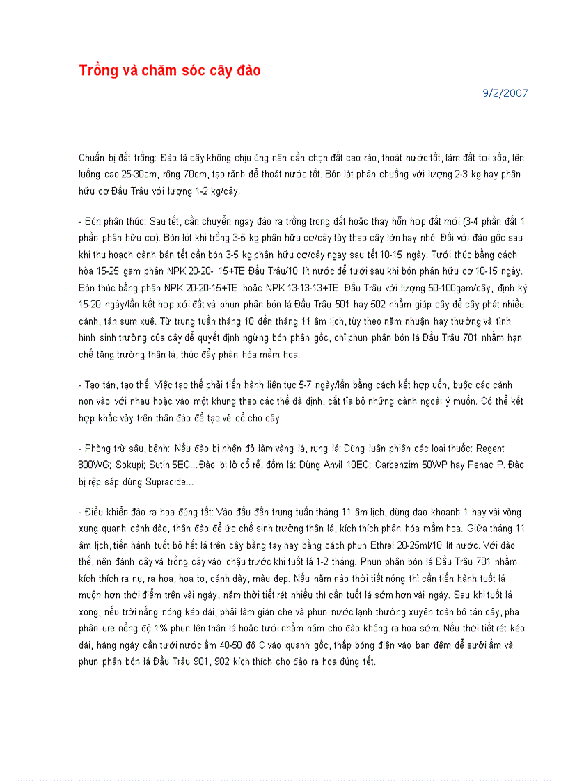 image for page Trồng và chăm sóc cây đào