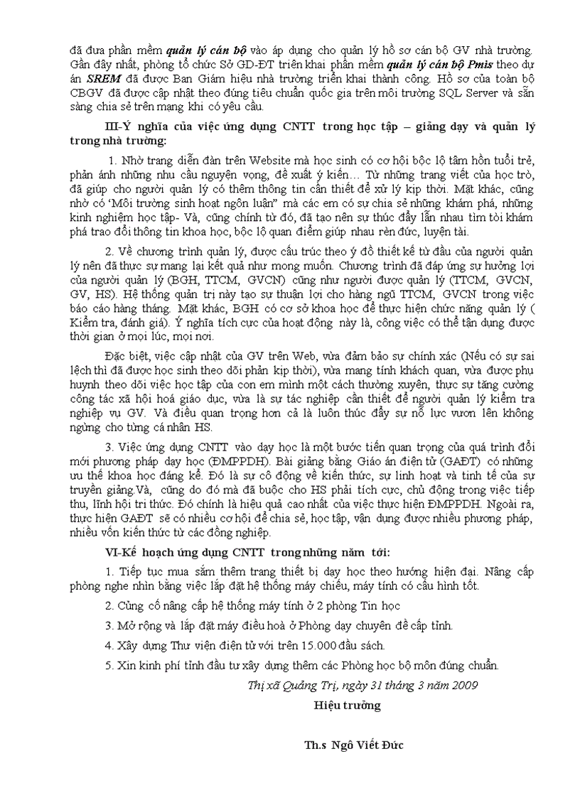 image for page Trường THPT tX quảng Trị chủ động ứng dụng công nghệ thông tin